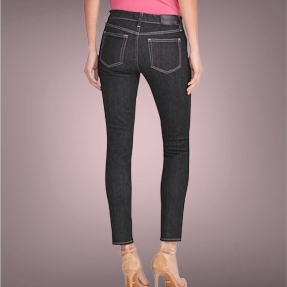 Lauren Jeans by Ralph Lauren Black Cream Stitching Ankle Slim Size 8